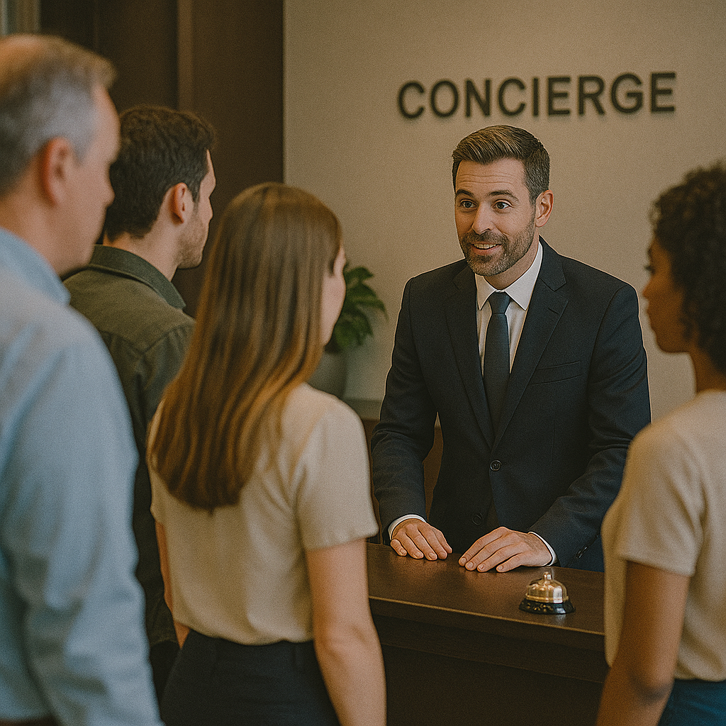 Concierge digitale che assiste gli ospiti di un hotel